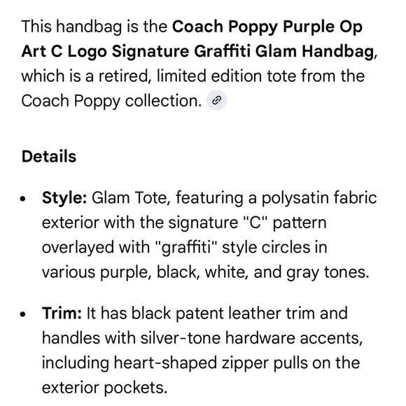 Coach poppy limited edition, retired purple art C logo signature bag - Picture 16 of 16